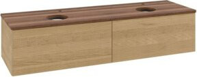V&B Waschtischunterschrank Antao mit Frontstruktur und Beleuchtung in Weiß und Eiche Honig, B/T: 160 x 50 cm - Bild 1