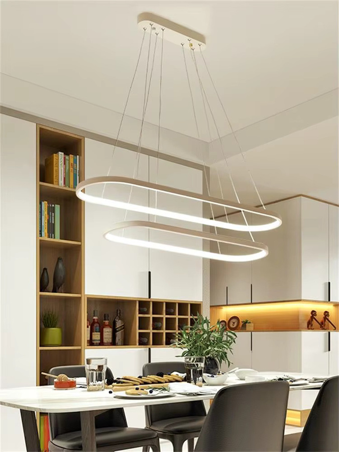 QIYAMI Moderne LED Pendelleuchte in Ringform mit App- und Fernbedienung, Weiß, Metall - Bild 1