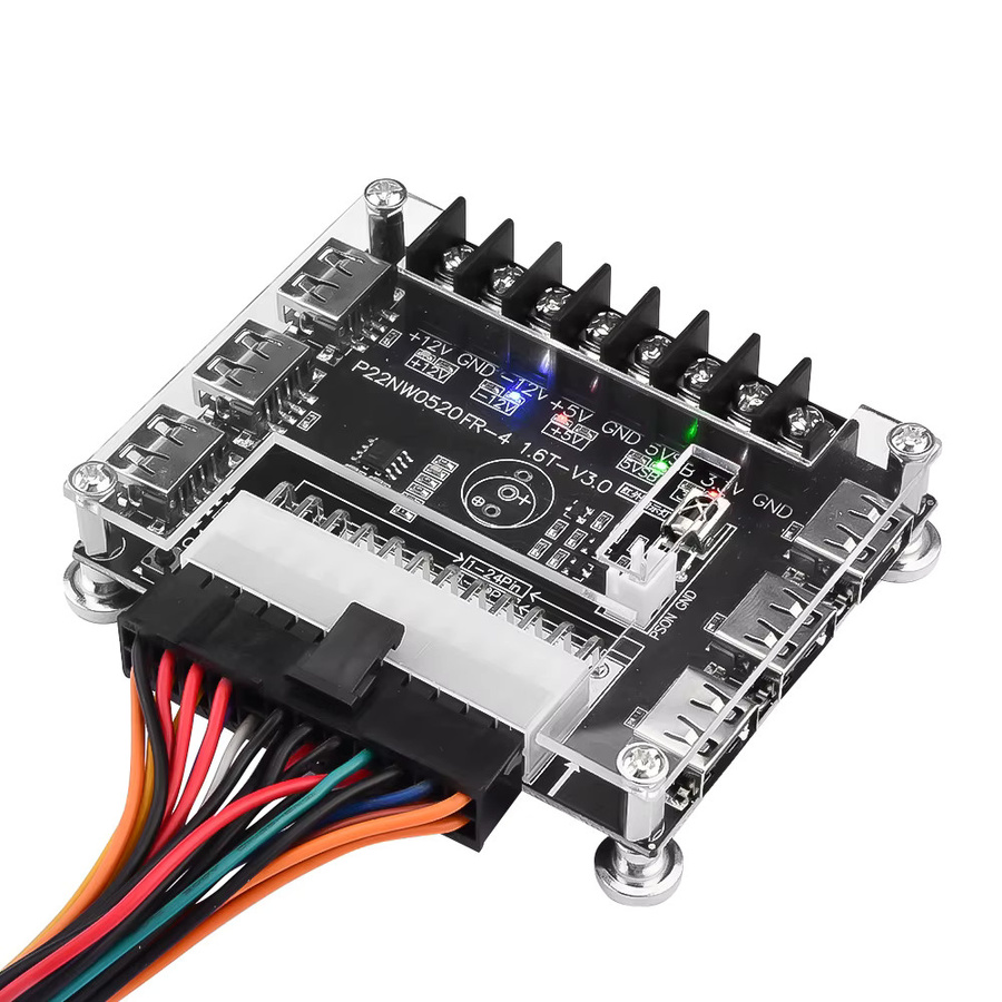 diymore ATX Netzteil Breakout Board Kit mit Acrylgehäuse, Adapter Modul für 20/24 Pins, Farben: Transparent und Schwarz - Bild 2