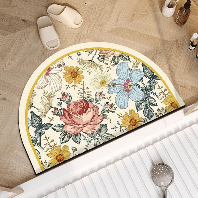 Rutschfeste halbrunde Badezimmer-Bodenmatte aus Diatomeenschlamm von Yiran Furniture, Breite: 90 cm, Tiefe: 60 cm - Bild 1