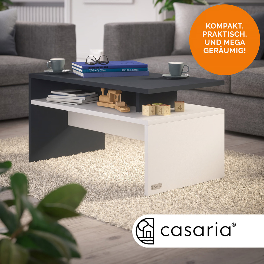 Couchtisch Sacramento CASARIA in Weiß/Anthrazit, B/T/H: 95 x 55 x 50 cm - Bild 2