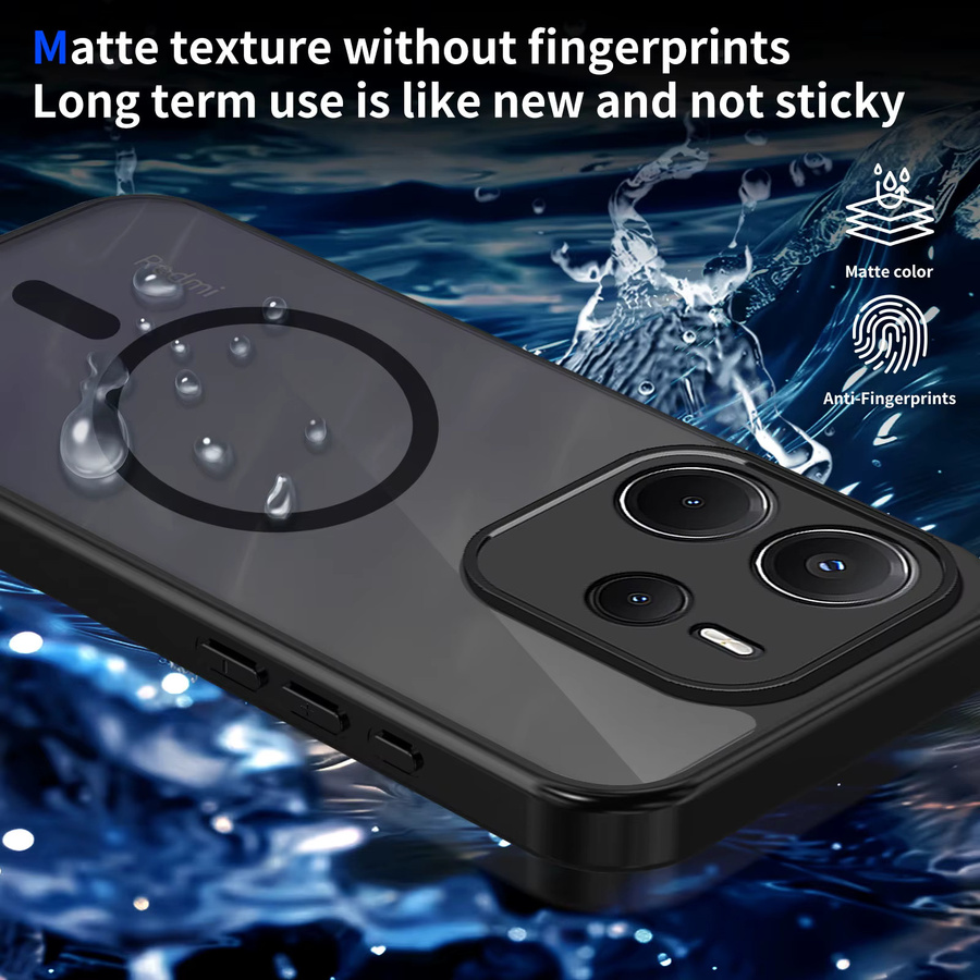 Magnetische Hartschale für Xiaomi Redmi Note 13 14 Pro Plus 5G, matte Handyhülle mit MagSafe Wireless Charge Unterstützung, Farbe: Schwarz - Bild 6