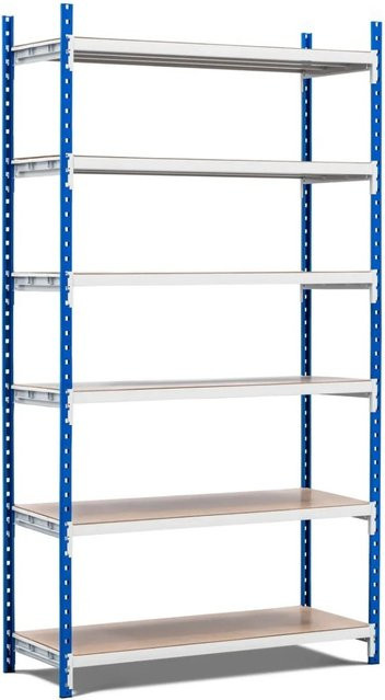 PROREGAL Fachbodenregal Maximus mit 6 Ebenen aus Spanplatten, Farbe Lichtblau-Lichtgrau, H x B x T: 260 x 125 x 34 cm - Bild 1