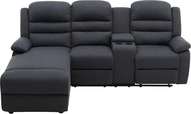 Vente-unique Relaxsofa Macedonia L-Form in Anthrazitgrau mit Stoffbezug, Breite: 231 cm - Bild 1