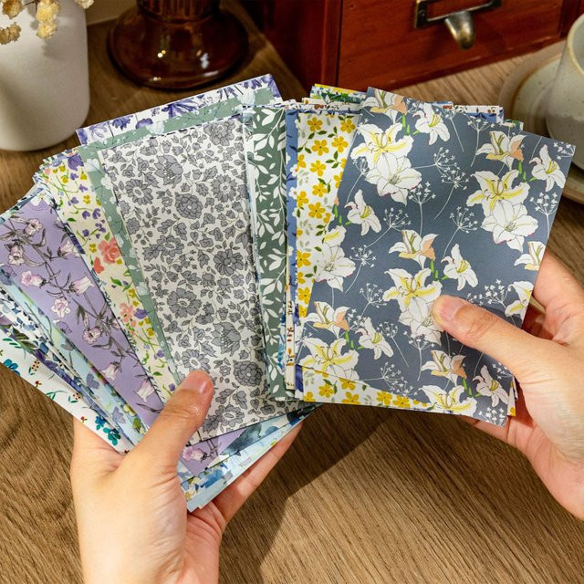 100 Blatt Bastelpapier mit Vintage-Blumenmuster in Multicolour für Scrapbook und DIY-Projekte - Bild 1