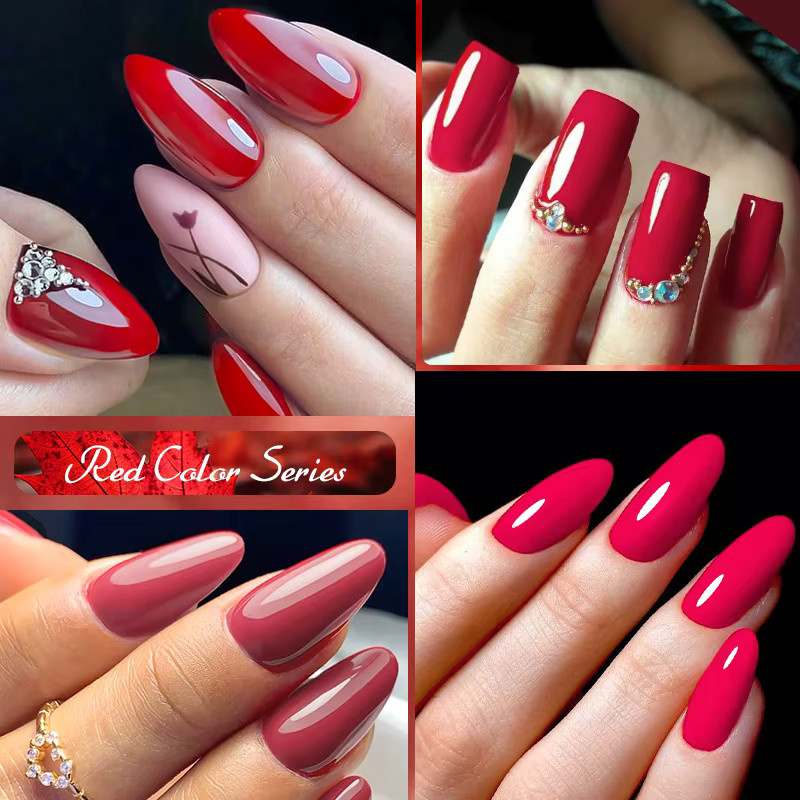 MEET ACROSS Red Series Gel-Nagellack Set, 12 Stück, Glänzend - Bild 5