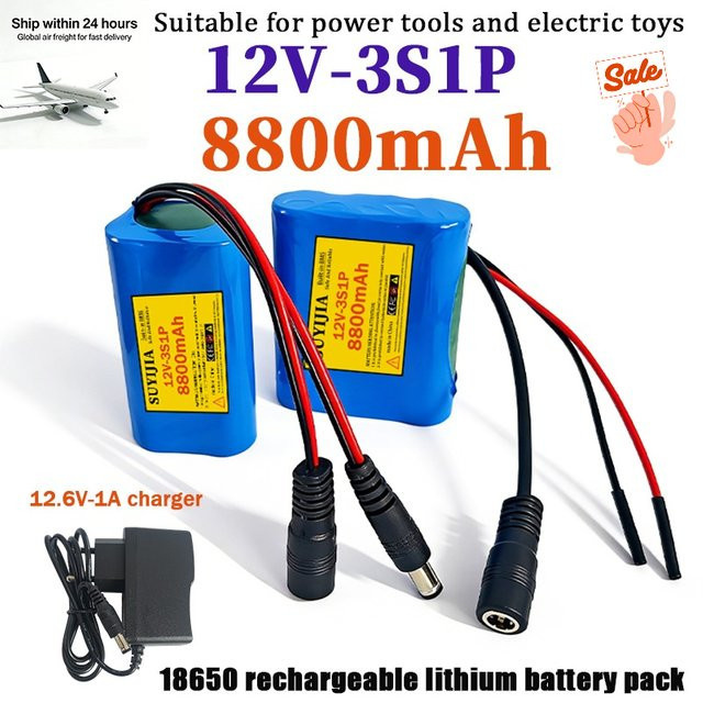 SUYIJIA 12V 8800mAh 3S1P Lithium-Ionen-Akku mit integriertem BMS, blau, wiederaufladbarer 18650 Akku für Elektrowerkzeuge und elektrisches Spielzeug - Bild 1