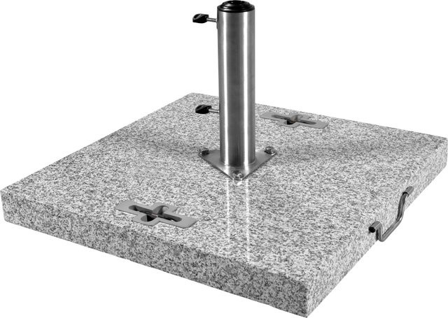 Doppler Granitsockel in Grau mit Rollen und Tragegriffen aus Granit und Edelstahl für Sonnenschirme bis Ø 400 cm, Tragkraft 90 kg - Bild 1