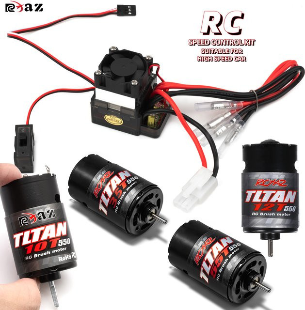 RCXAZ RC 550 Bürstenmotor 10T-55T 320A Hochspannungs-Bürsten-Regler, Metall, Schwarz - Bild 1