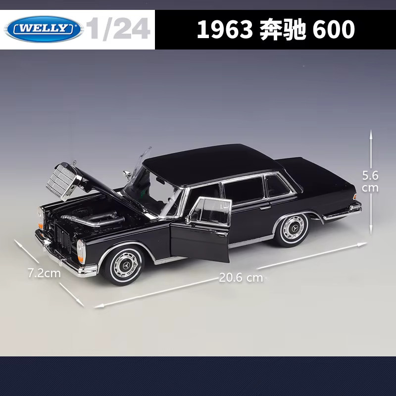 WELLY Mercedes Benz 600, Automodell, 1:24, Metall, Schwarz - Bild 1