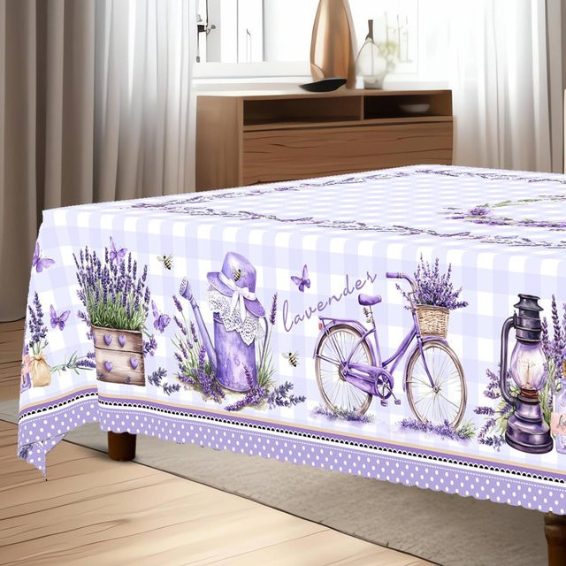 Wasserdichte rechteckige Tischdecke von JMG Household Supplies mit Blumenmuster und USA-Flaggen-Design in Grau, Rot und Blau, B/T: 152 x 220 cm - Bild 1