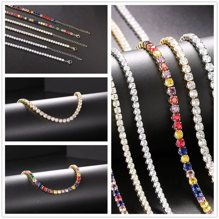 ZHOUYANG Tennis Choker Halskette, Goldfarbe, Zirkonia, Kristall, Damen - Bild 2