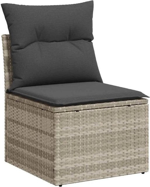 vidaXL Garten-Sofa-Set aus Poly-Rattan in Hellgrau mit 10 Teilen und Kissen - Bild 1