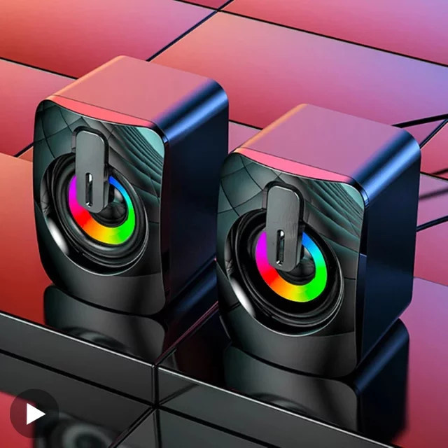 AyeBeau Mini Stereo Computer Lautsprecher für PC Laptop und Desktop, Tragbare Wired Sound Box, Schwarz - Bild 1