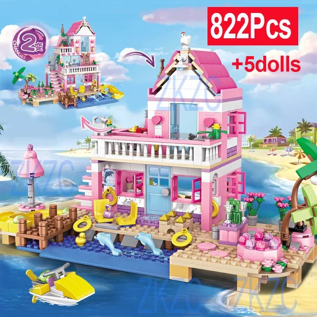 ZKZC Stadthaus Sommerurlaub Meer Villa Wohnung Rutsche, Bausteine Sets - Bild 1