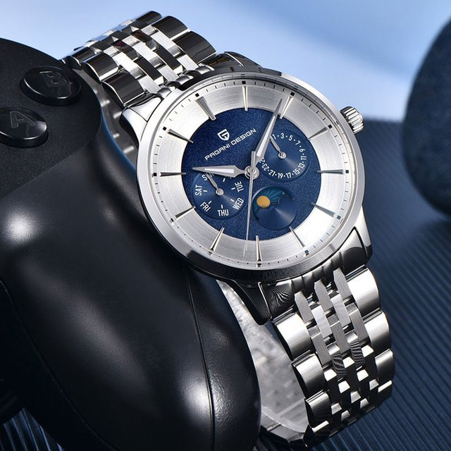PAGANI DESIGN Armbanduhr, Quarz, Edelstahl, Blau, 40 mm, Herren - Bild 1