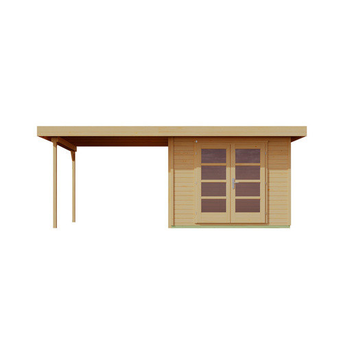 WEKA Gartenhaus 126 B Gr.2 aus Holz in Beige mit Flachdach und Vordach B/H/T: 645 x 226 x 375 cm - Bild 3