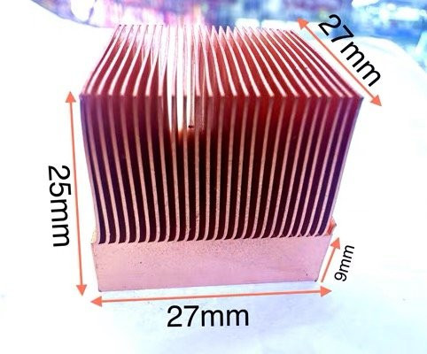 MoreSunsDIY Kupfer-Kühlkörper mit Schälrippen für Elektronik-Chips und LED, B/T/H: 2,7 x 2,7 x 2,5 cm - Bild 1