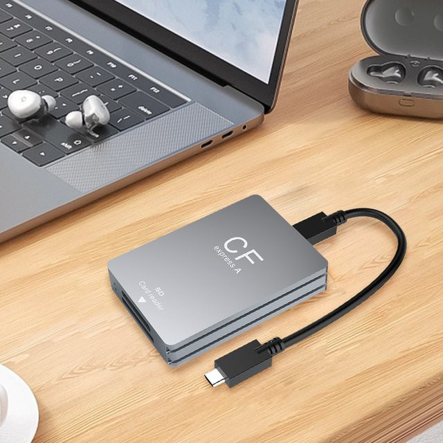 ALLOYSEED 2-in-1 CFexpress Typ A und SD-Kartenleser mit USB 3.2 10Gbps, Silber - Bild 1