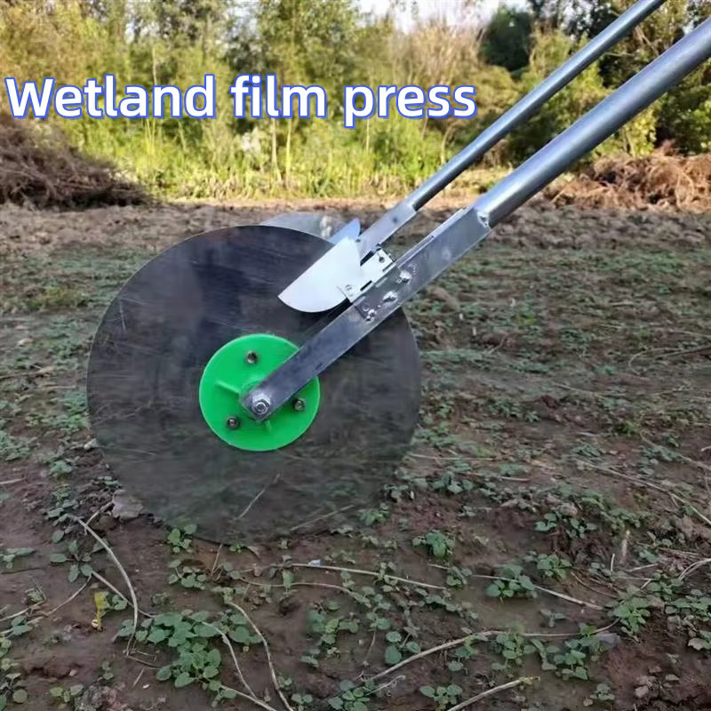 Professionelle landwirtschaftliche Filmpresse aus Edelstahl in Silber für die Bodenabdeckung von Knoblauch und Zwiebeln - Bild 2