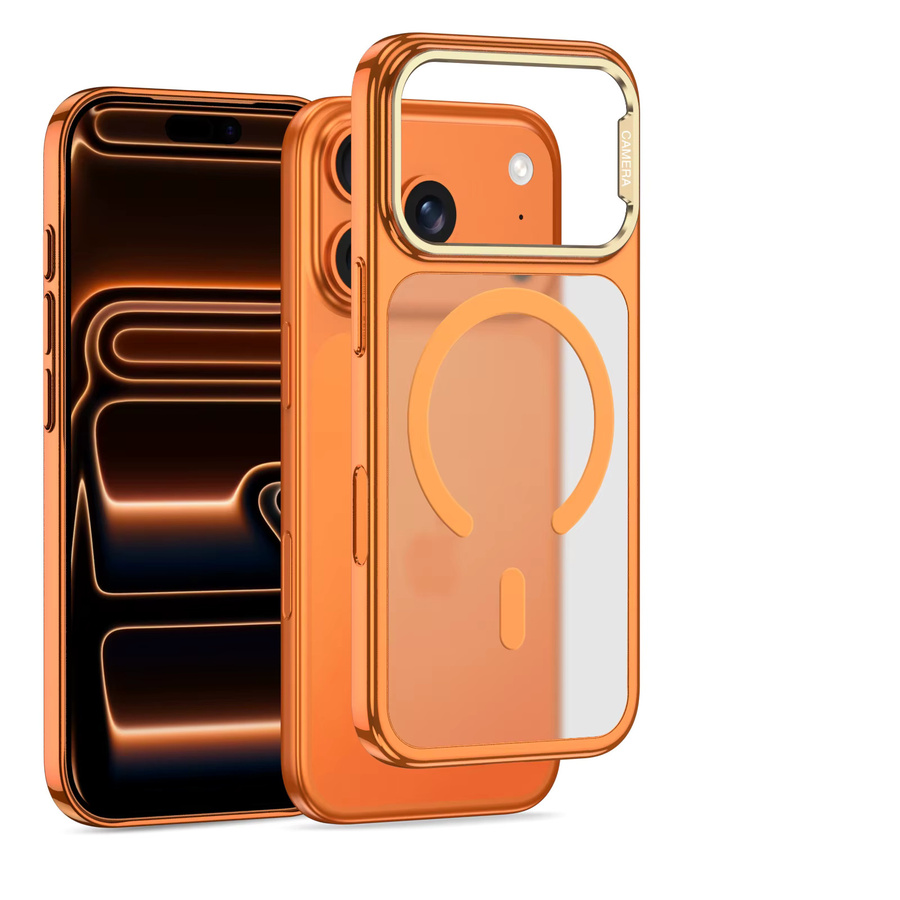 Transparente MagSafe Handyhülle für Apple iPhone 17 Pro und iPhone 17 Pro Max, magnetische Schutzabdeckung in Orange und Transparent - Bild 2