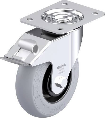 Blickle LE-POES 160KA-FI-SG Stahlblech-Lenkrolle in Silber mit 160 mm Rad-Durchmesser und 300 kg Tragfähigkeit - Bild 1