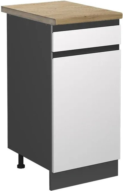 Vicco Küchenunterschrank R-Line Schubladenschrank in Weiß/Anthrazit mit Eiche-Optik, B: 40 cm, H: 81,6 cm, T: 60 cm - Bild 1