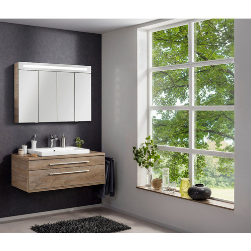 FACKELMANN Waschplatz-Set STANFORD in Nature Oak Braun mit LED-Beleuchtung und Soft-Close-Türen, Breite: 110 cm - Bild 2