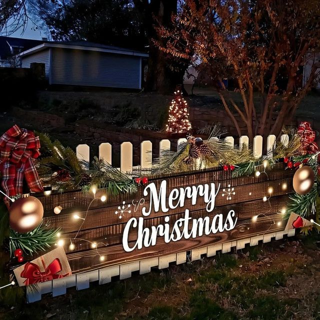 VIKAMA Frohe Weihnachten Hängebanner als Weihnachtsdekoration für Garten und Zaun, B/H: 40 x 200 cm - Bild 1