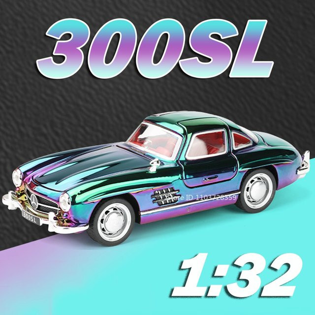 MAKEDA 300SL Oldtimer Modell, 1:32, Metall, mit Licht und Sound, Grün - Bild 1