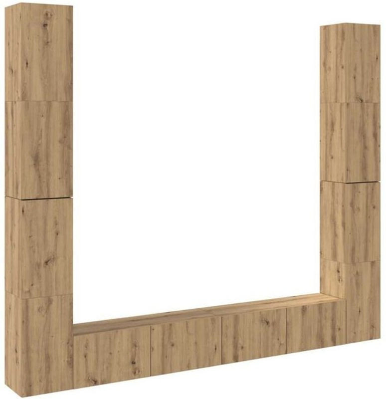 6er Set TV-Wandschränke Vidaxl aus Holzwerkstoff in Artisan-Eiche Natur und Braun mit Drehtüren im minimalistischen Design - Bild 1