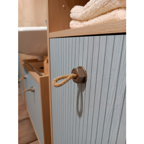 Schildmeyer Waschbeckenunterschrank Sonderby in Eiche und Blau, B/H/T: 65 x 62,6 x 33 cm - Bild 2