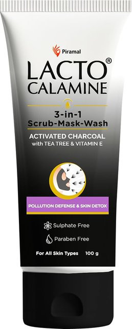 Lacto Calamine 3-in-1 Kohle Gesichts-Peeling Maske Reinigung, 100 ml, mit Vitamin E - Bild 1