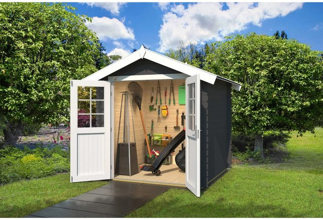 Weka Holz-Gartenhaus 209 mit Satteldach in Graphitgrau - Bild 1