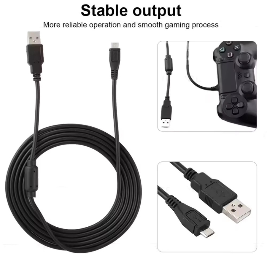 Gryan USB Ladekabel für PS4 und Xbox Controller, Datenkabel für Gamepads, Schwarz, Länge: 1,8 m bis 3 m - Bild 2