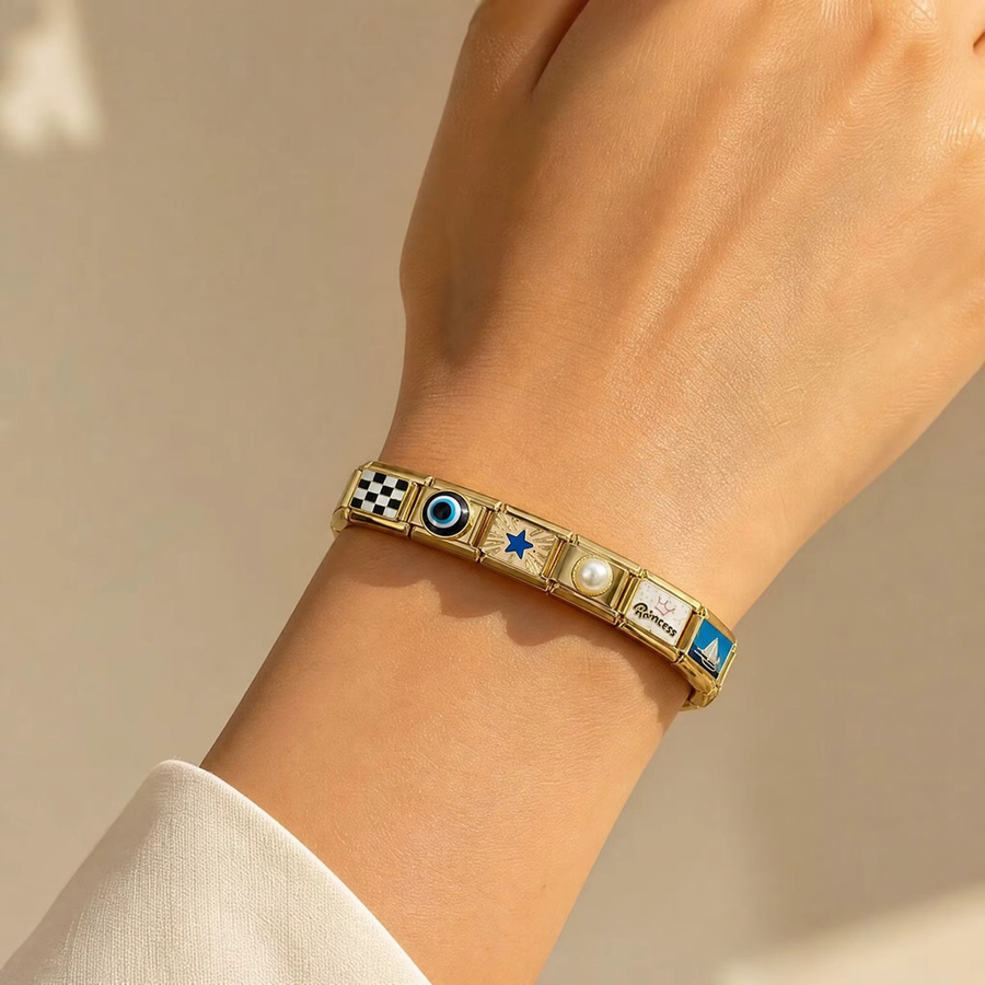 Semkeiyee Charm-Glieder, Edelstahl, Goldfarben, Damen - Bild 1
