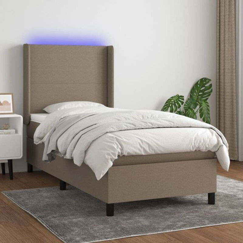 vidaxl Boxspringbett mit Matratze in Taupe meliert und Weiß aus Stoff, B/T/H: 200 x 80 x 83 cm - Bild 1