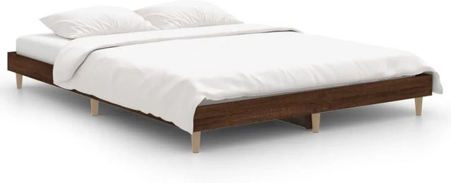 vidaXL Bettgestell aus Holz in Eiche Braun, B/T: 138 x 193 cm - Bild 1