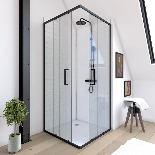 baliv Eckdusche Factory Schwarz Matt Transparent B/T/H: 90 x 90 x 200 cm Sicherheitsglas - Bild 1