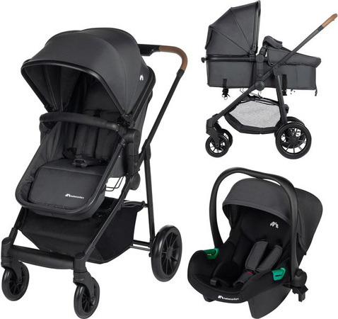 BEBECONFORT Kinderwagen Haze Trio 3in1 mit Babywanne, Sportsitz und Autokindersitz, kompakt und faltbar