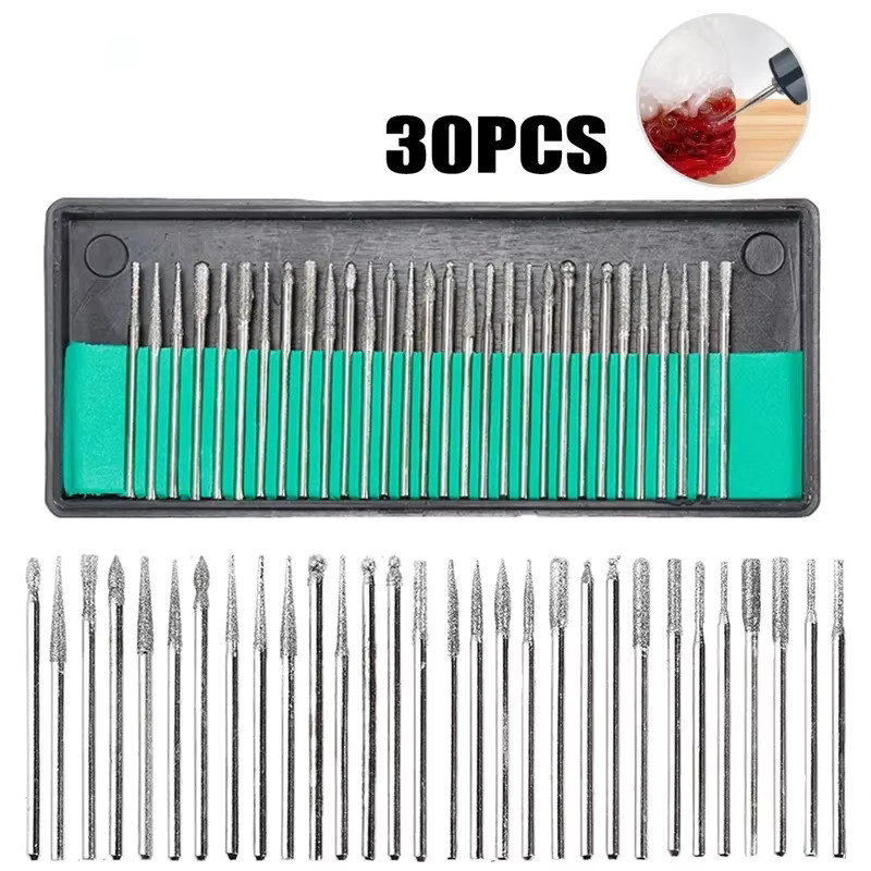 Dremel Elektroschleifer Zubehör Set mit Box, 30-teiliges Diamantbohrer-Set für Drehwerkzeuge, Schaft 2,35 mm und 3 mm - Bild 2