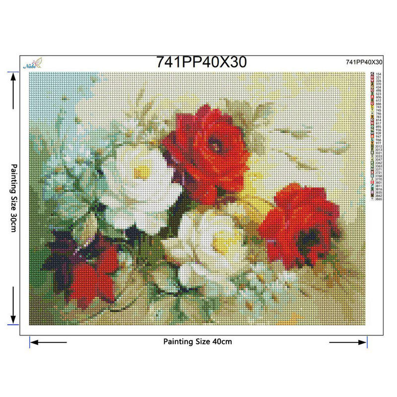 FIYO Diamond Painting Set Rosen Blumen Kreuzstich DIY Dekoration B/H: 30 x 20 cm - Bild 3