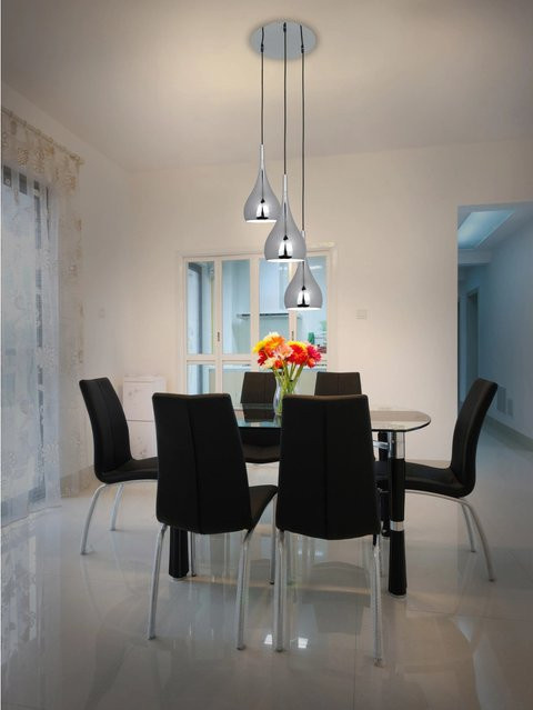 Näve Pendelleuchte Drop 3-flammig in Chrom aus Metall mit E27 Fassung, Höhe: 120 cm - Bild 1