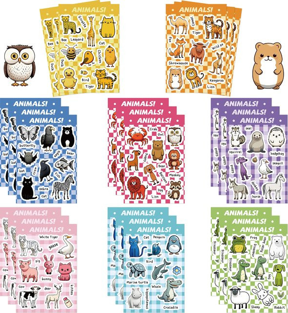 8er Set kreative niedliche Tiers Cartoon Aufkleber, wasserdicht - Bild 1