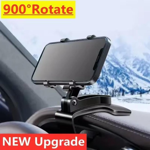 Universeller Autotelefonhalter für das Armaturenbrett mit 360 Grad Rotation, tragbarer Smartphone-Ständer für GPS-Navigation in Schwarz - Bild 1