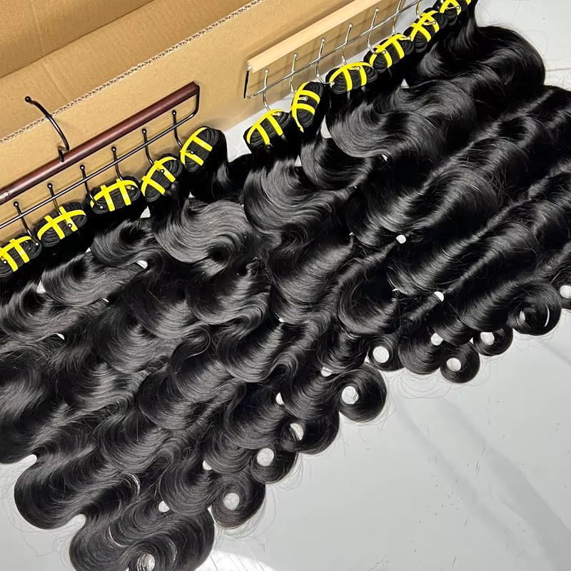 DEENTOSHAIR Body Wave Echthaar-Extensions, Welliges Haar, Naturschwarz - Bild 6