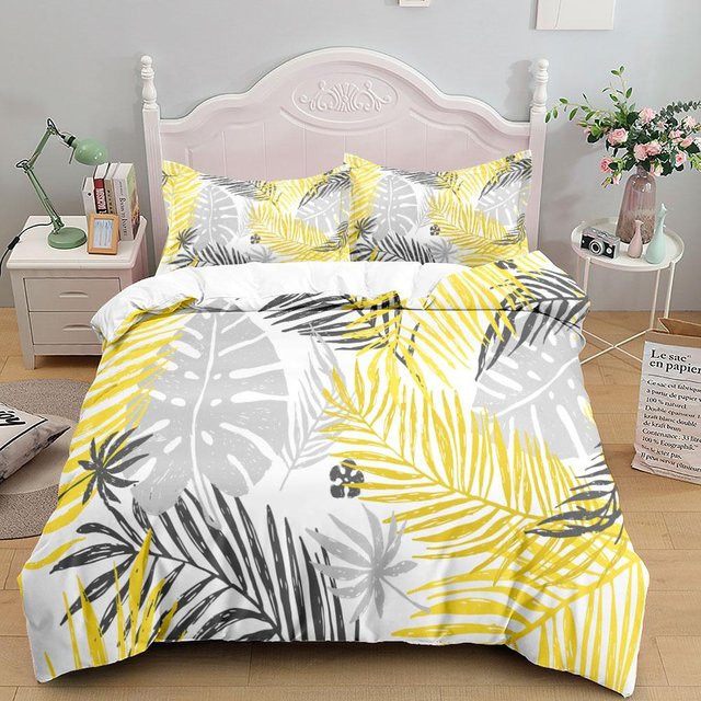 Binchi Outdoor Product Bettwäsche-Set Tropische Riesenblätter mit floralem Design, 3-teilig, B/H: 150 x 200 cm, Mehrfarbig - Bild 1
