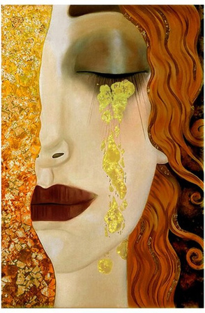 TPFLiving Poster Leinwand Gustav Klimt Goldene Tränen Motiv in Gold, B/H: 50 x 70 cm