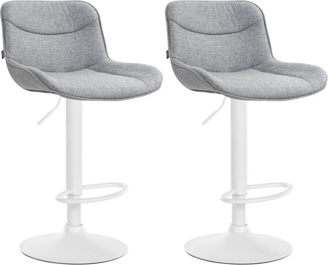 DELUKE 2er Set Barhocker RAGAD, höhenverstellbare Barstühle aus Stoff in Grau mit Lehne und 360 Grad Drehbarkeit, B/T/H: 49 x 51 x 85 cm - Bild 1