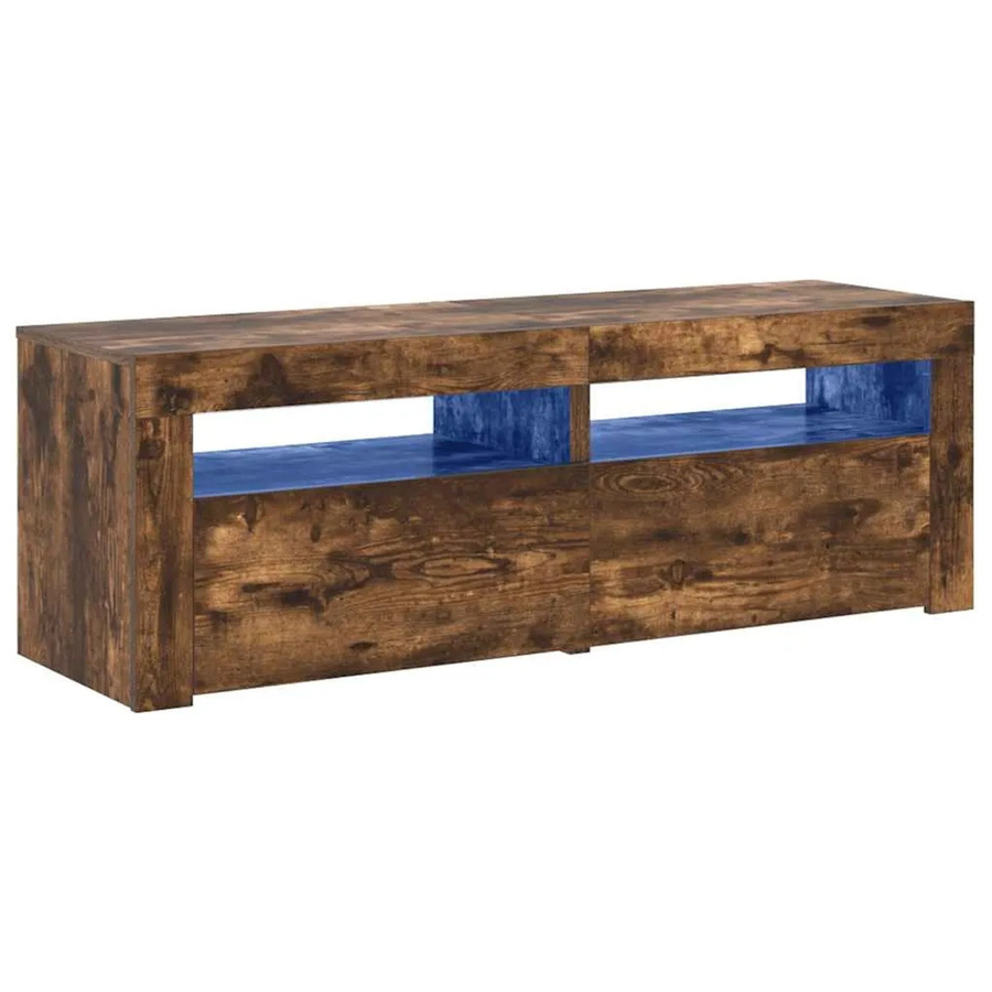 vidaXL TV-Schrank mit LED-Leuchten in Räuchereiche, Farbe Braun, B/T/H: 120 x 35 x 40 cm - Bild 2